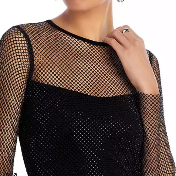 NWT Aqua Crystal Mesh Long Sleeve Top - Picture 5 of 10